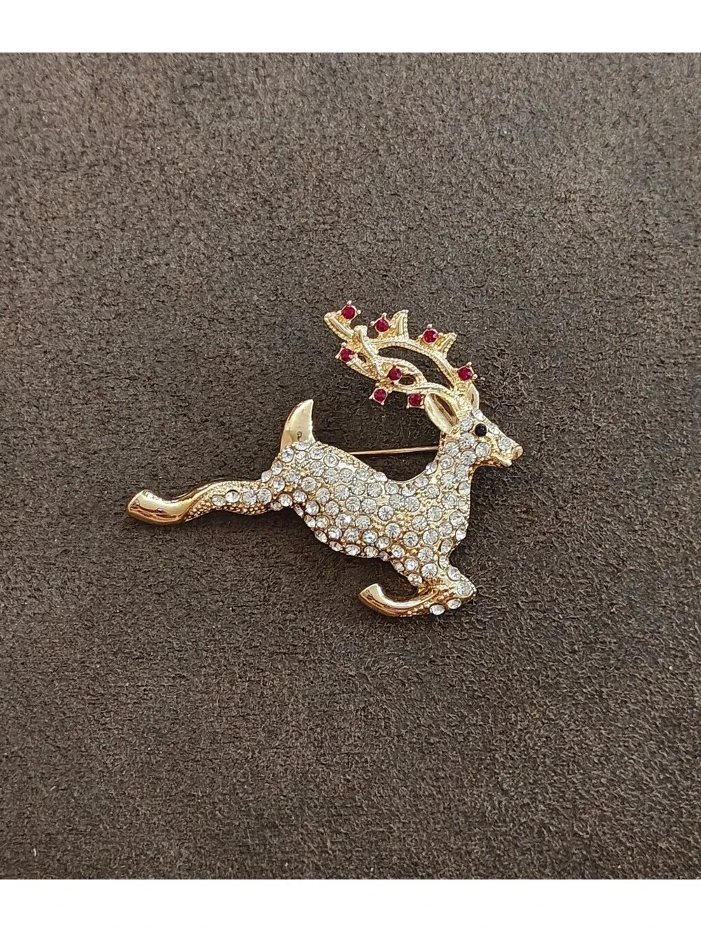 1980s Monet Reindeer Rhinestones Brooch